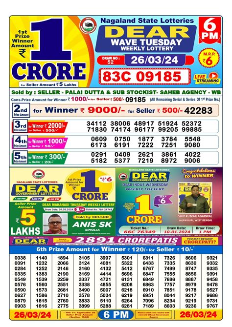 dear lottery 26 tarik result|Lotto results for August 26, 2024 .